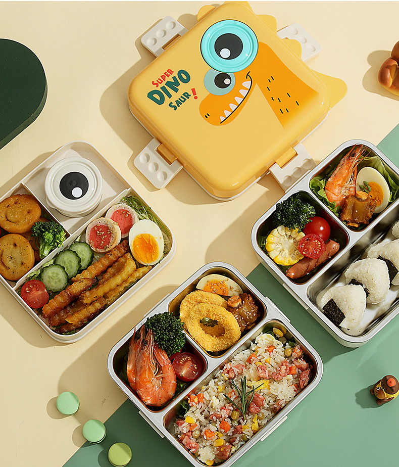 Kids Dinosaur Lunch Box Set  Yellow